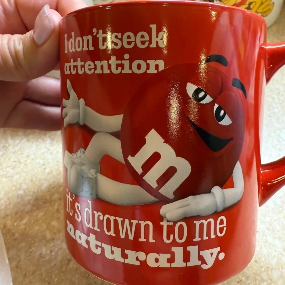 M&M'S Red Character Mug I don’t seek attention it’s drawn to me naturally 2023